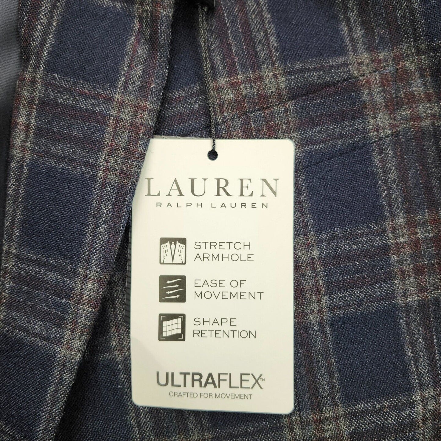 Lauren Ralph Lauren Polyester Blue Plaid Suit Jacket Blazer 42L NWT
