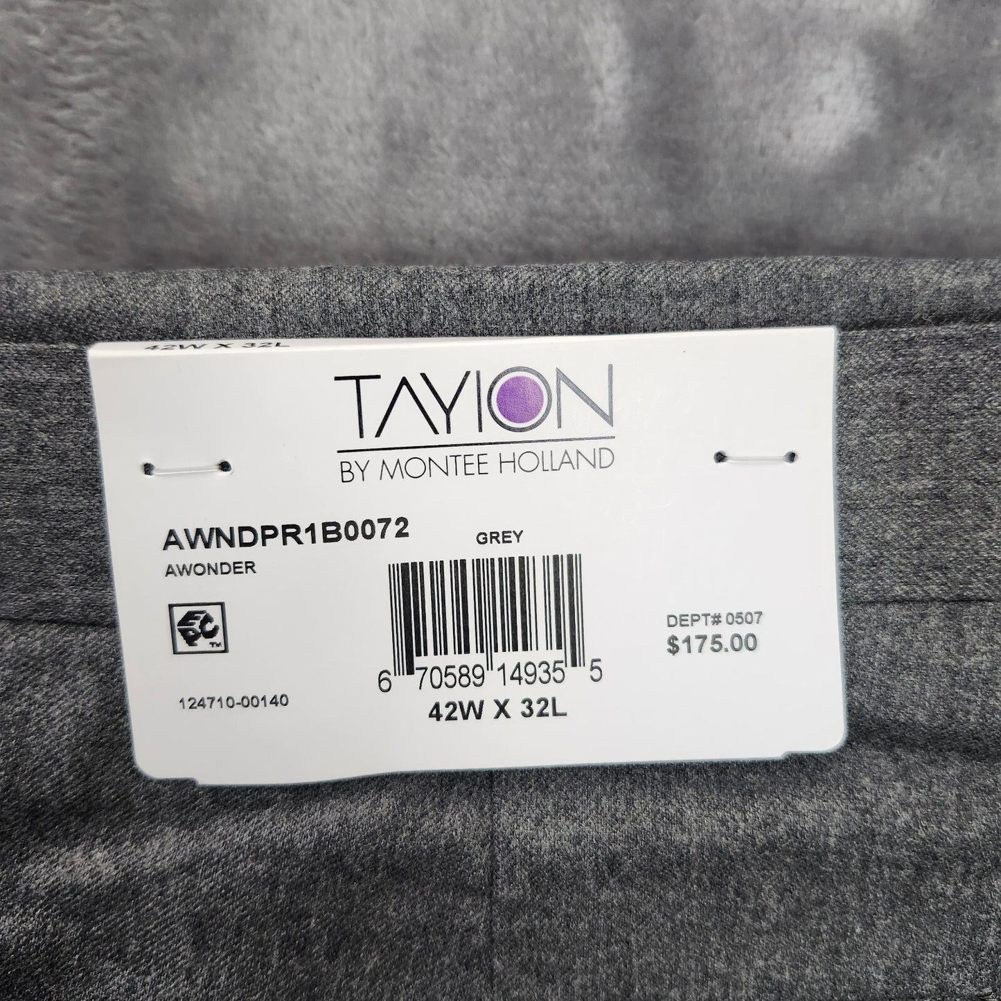 Tayion By Montee Holland Mens Classic-Fit Wool-Blend Dress Pants 40W x 32L Grey