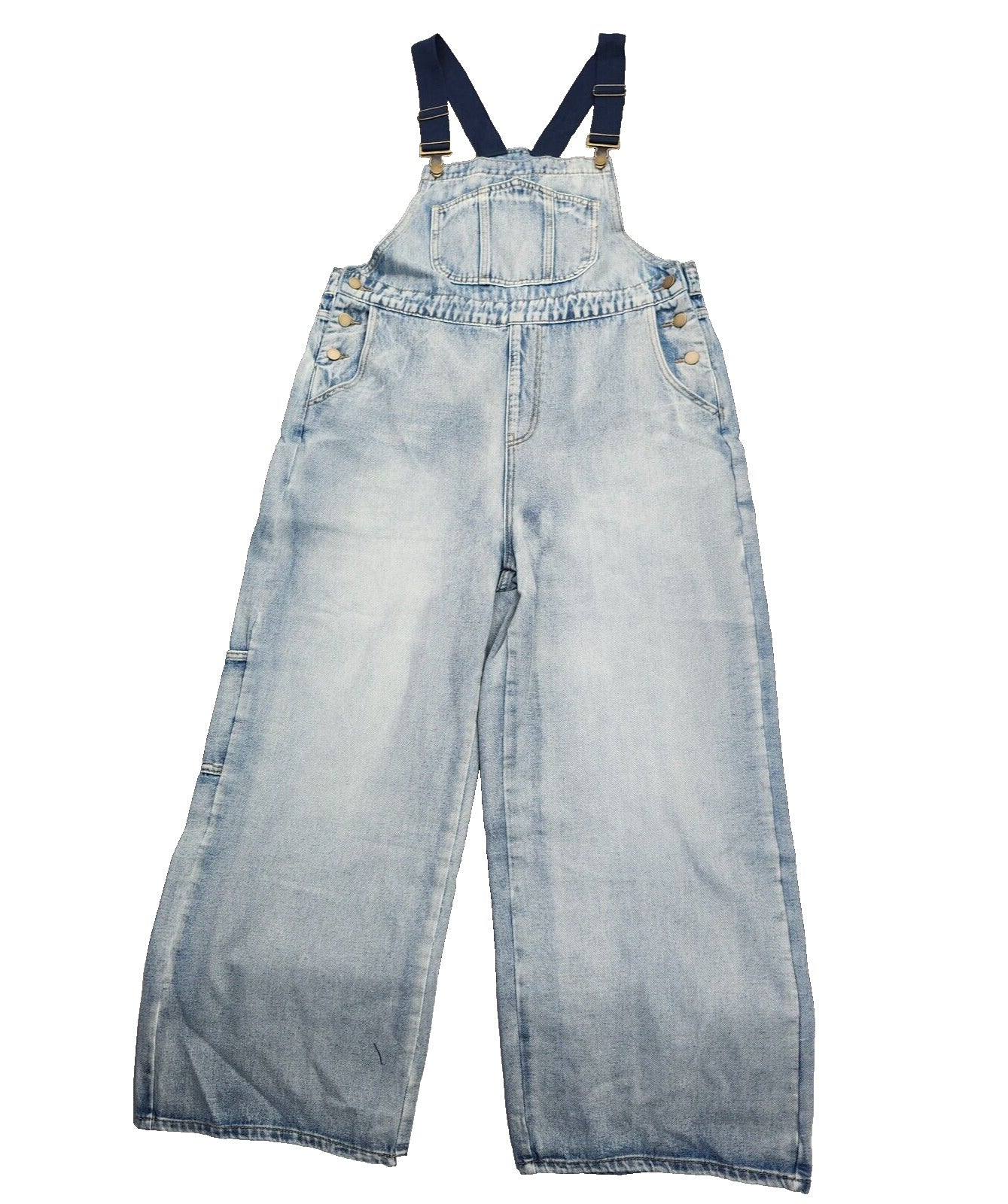 CIDER Womens Light Blue Denim Buckle Wide Leg Jumpsuit size XL