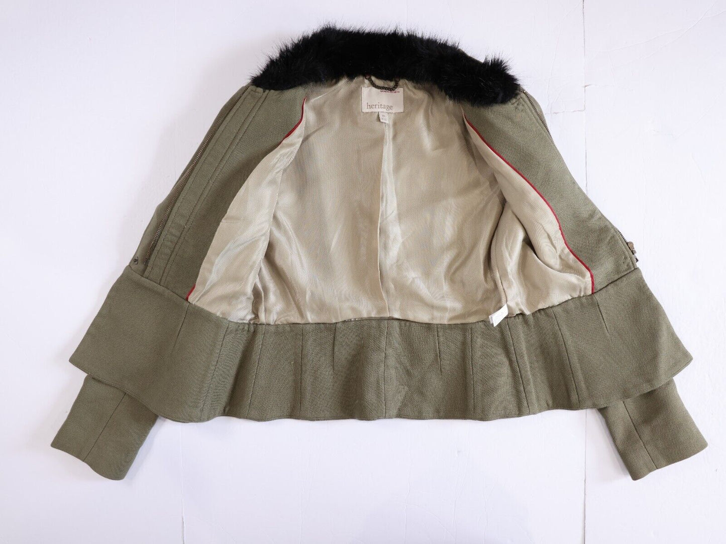 Banana Republic Heritage Blazer Jacket Military Coat Peplum Hem Fitted Cotton XS