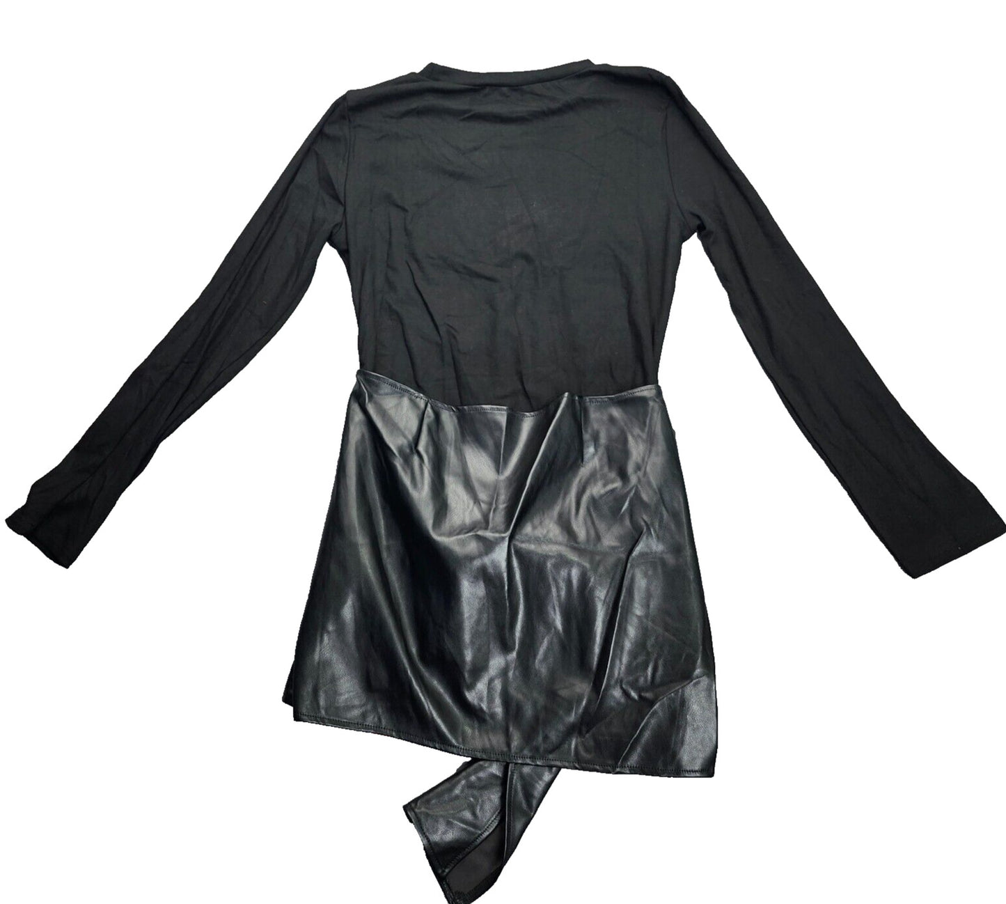 Micas Womens Faux Leather Black Patchwork Mini Dress size XL