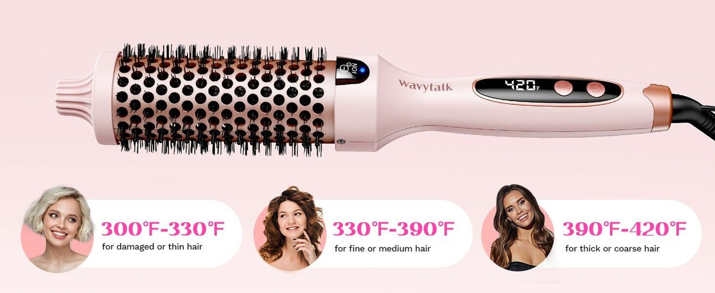 Wavytalk Thermal Brush, 1.5 Inch Blowout Express Ionic Heated Round Brush Pink