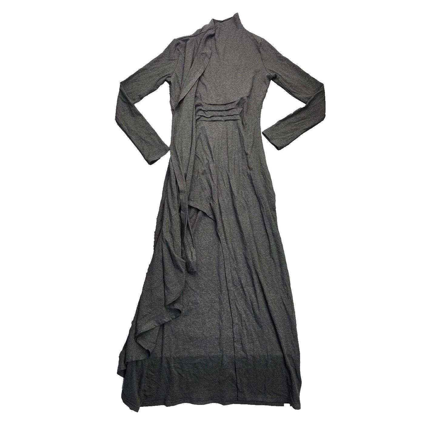 MICAS Womens Funnel Neck Wrap Ruched Long Sleeve Slit Maxi Dress Medium