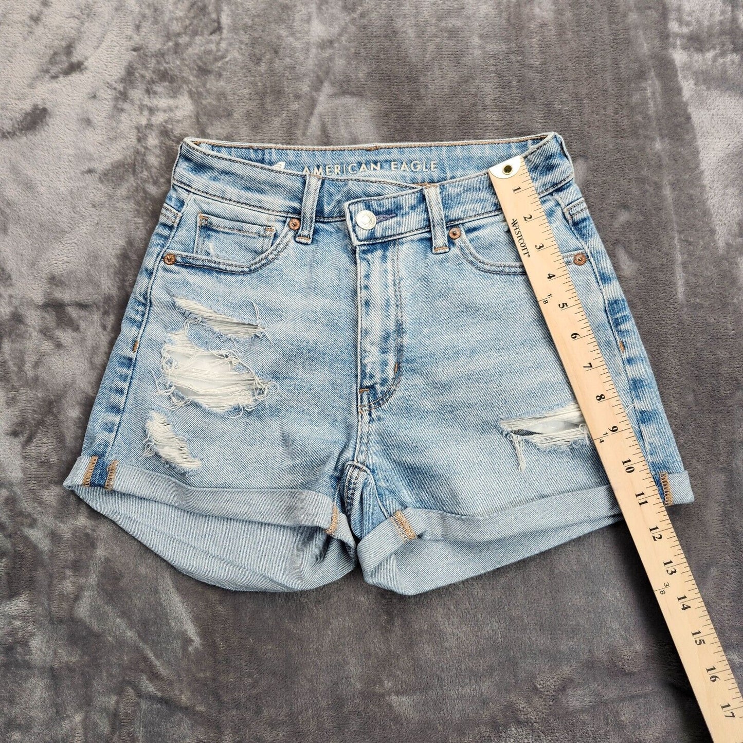 American Eagle Outfitters Stretch Crossover Denim Mom Shorts 00