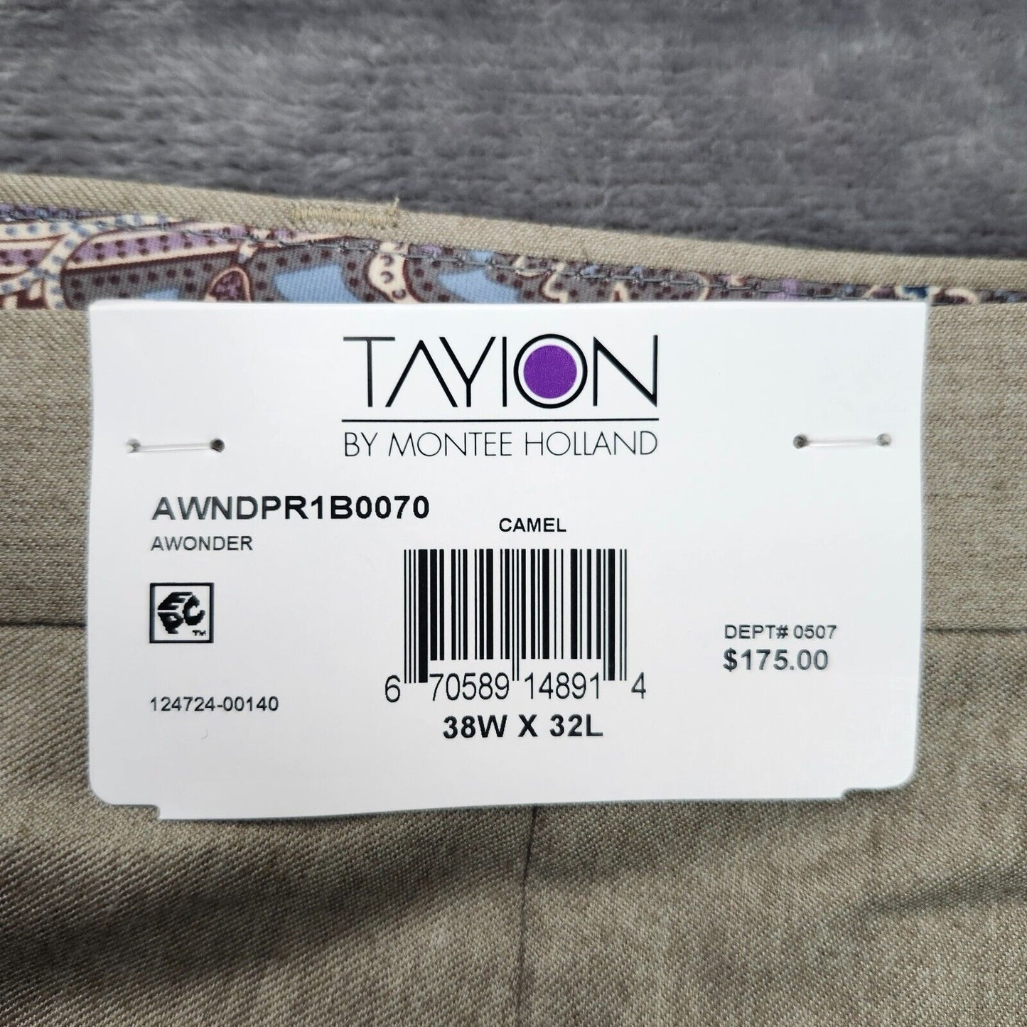 Tayion By Montee Holland Mens Classic-Fit Wool-Blend Dress Pants 38W x 32L Camel