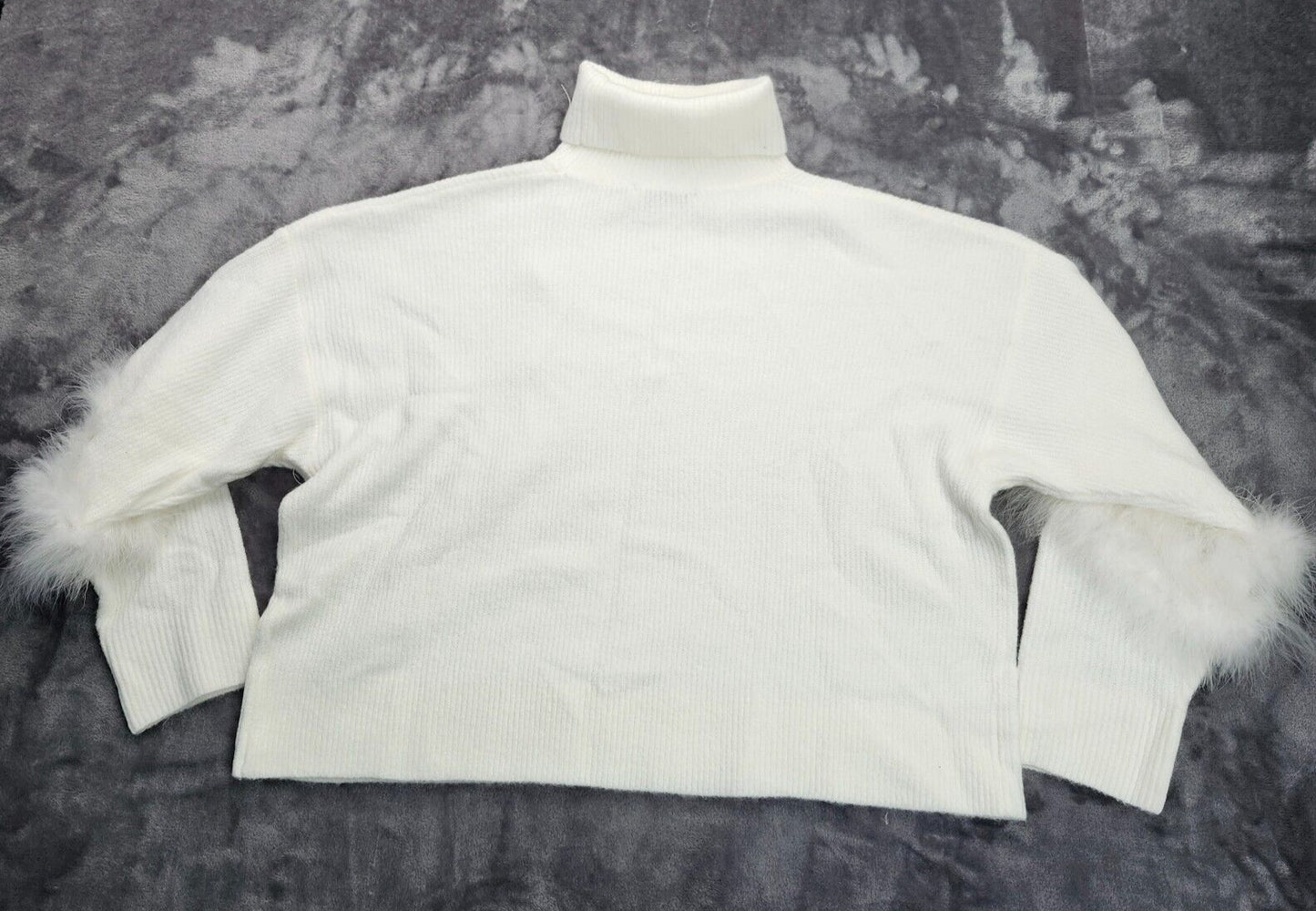 New York & Company Long Feather Sleeve Turtleneck Sweater Medium