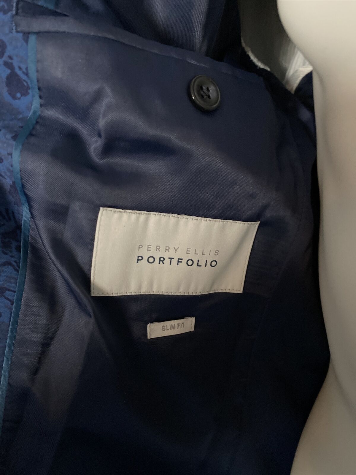 Perry Ellis Portfolio Blazer Sports Coat Jacket Slim Fit Suit Blue Men’s SZ 38R