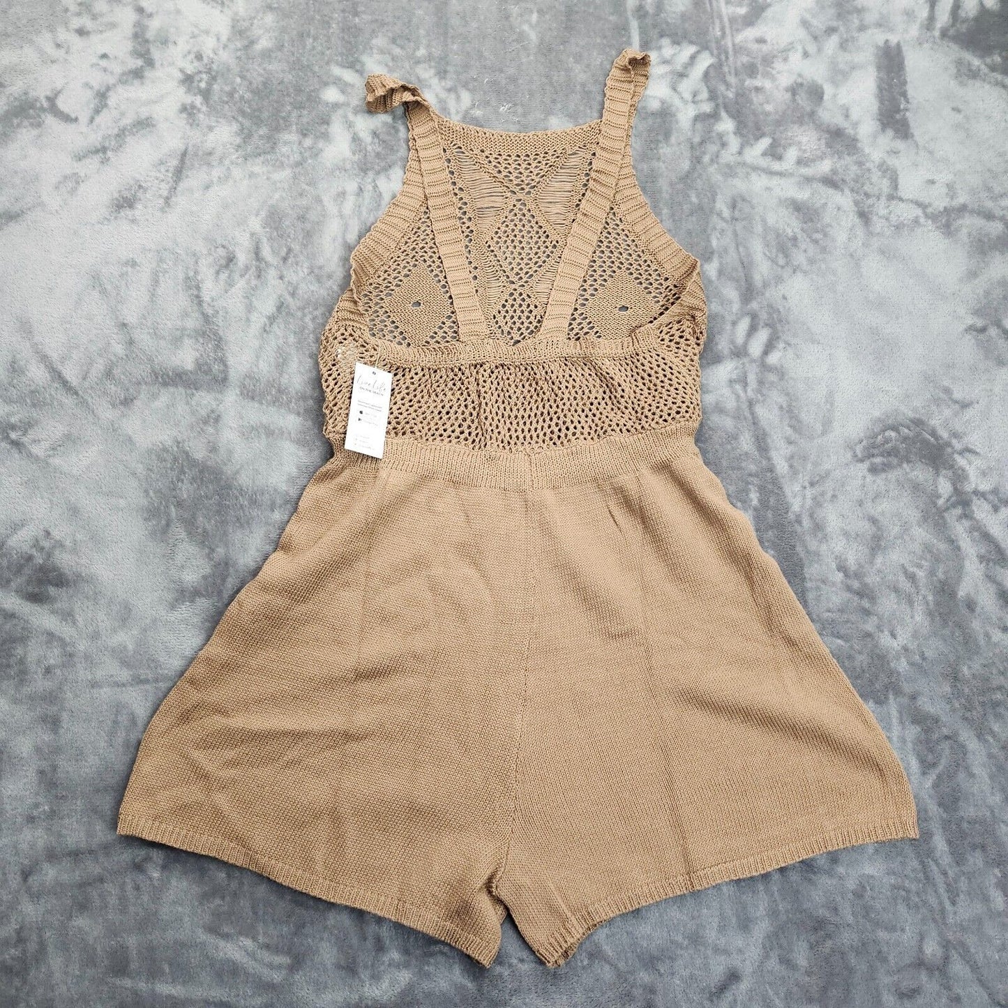 CUPSHE Womens Crochet Round Neck Cover-Up Romper Brown sz Small