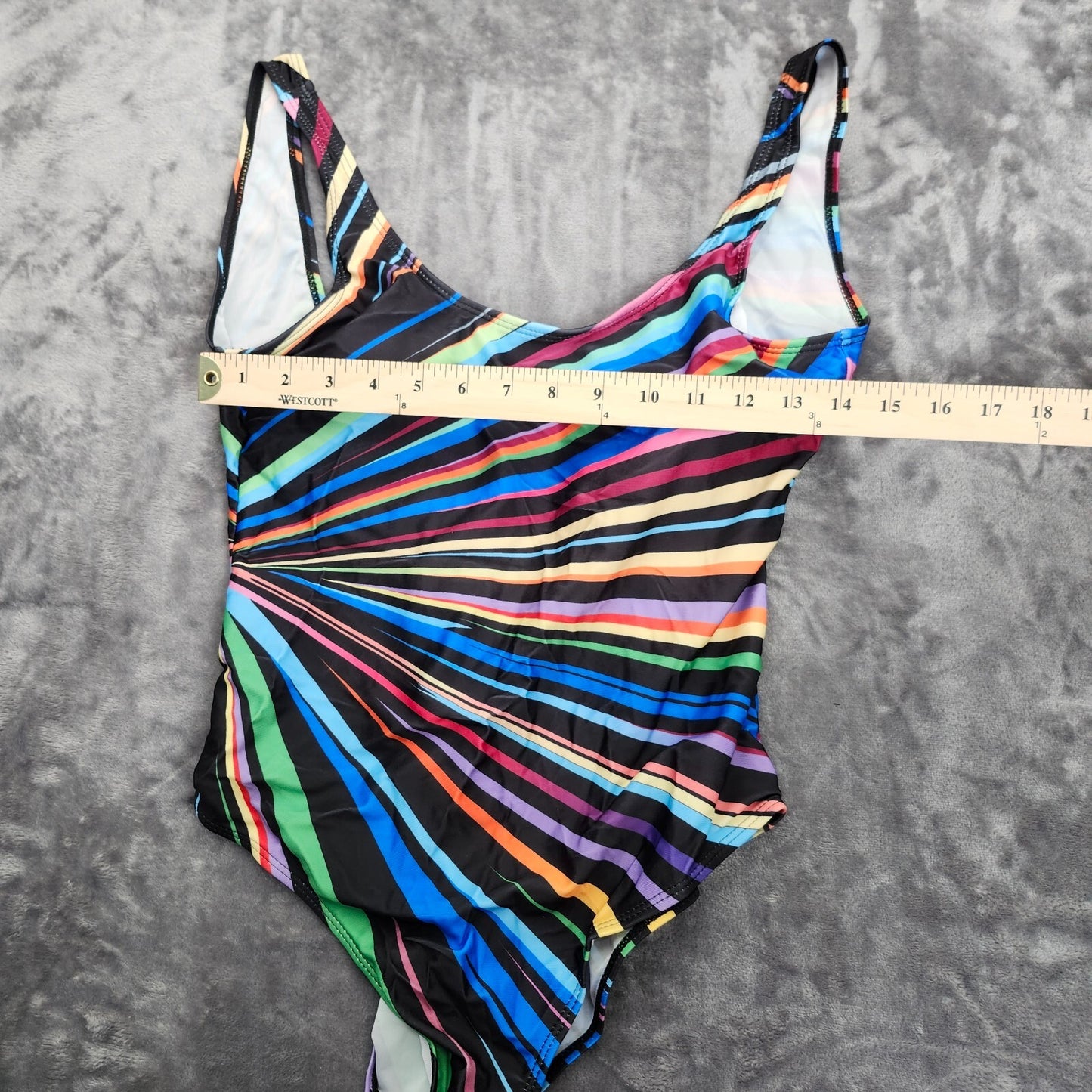 Plus Size One Piece Padded Swimsuit Womens Swimming Multicolor stripe XL