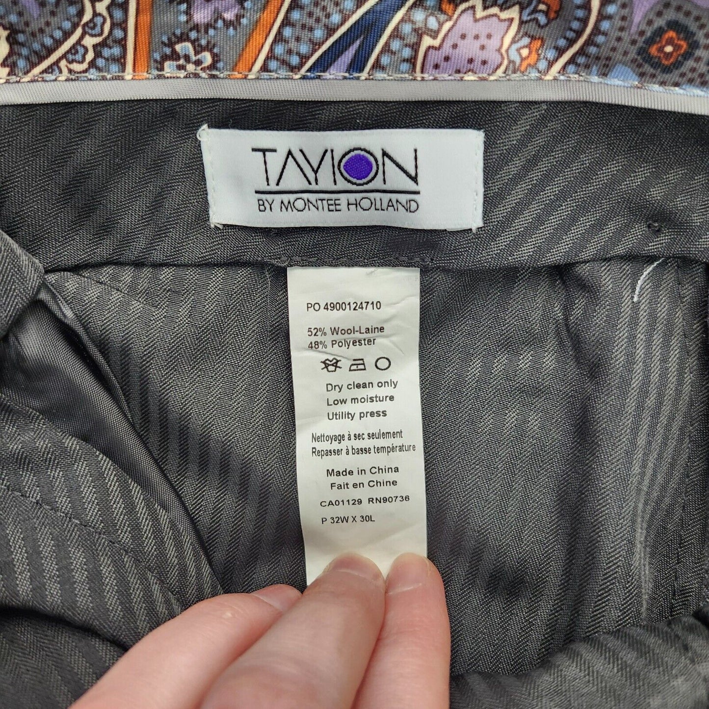 Tayion By Montee Holland Mens Classic-Fit Wool-Blend Dress Pants 32W x 30L Grey