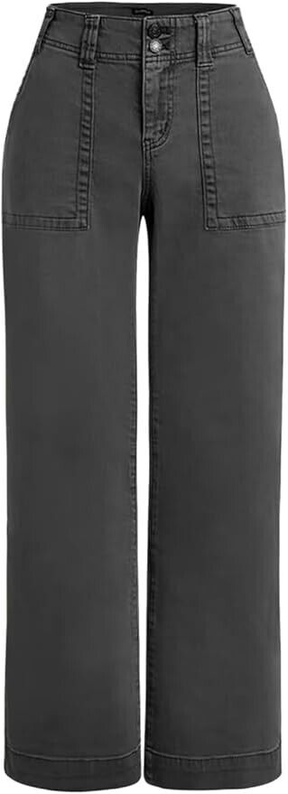 Flamingals Women's Wide Leg Jeans Mid Waist Causal Straight Leg Business Cargo S