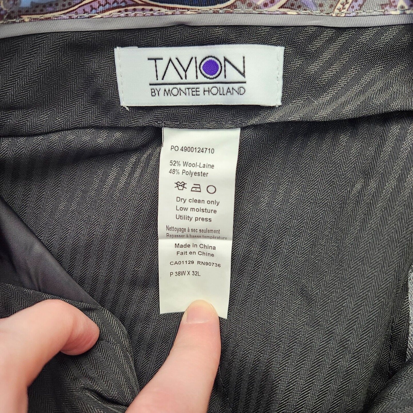 Tayion By Montee Holland Mens Classic-Fit Wool-Blend Dress Pants 38W x 32L Grey