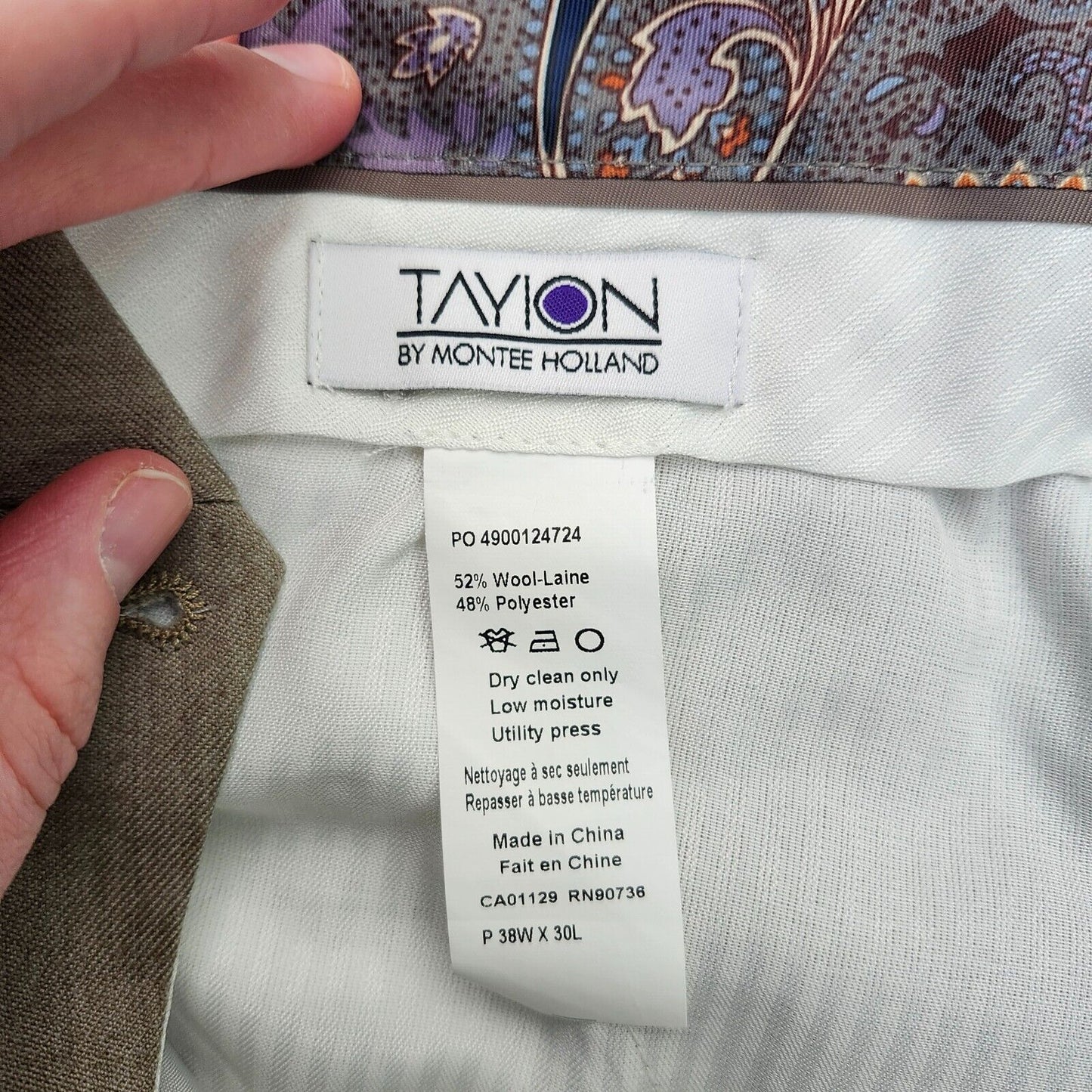 Tayion By Montee Holland Mens Classic-Fit Wool-Blend Dress Pants 38W x 30L Camel