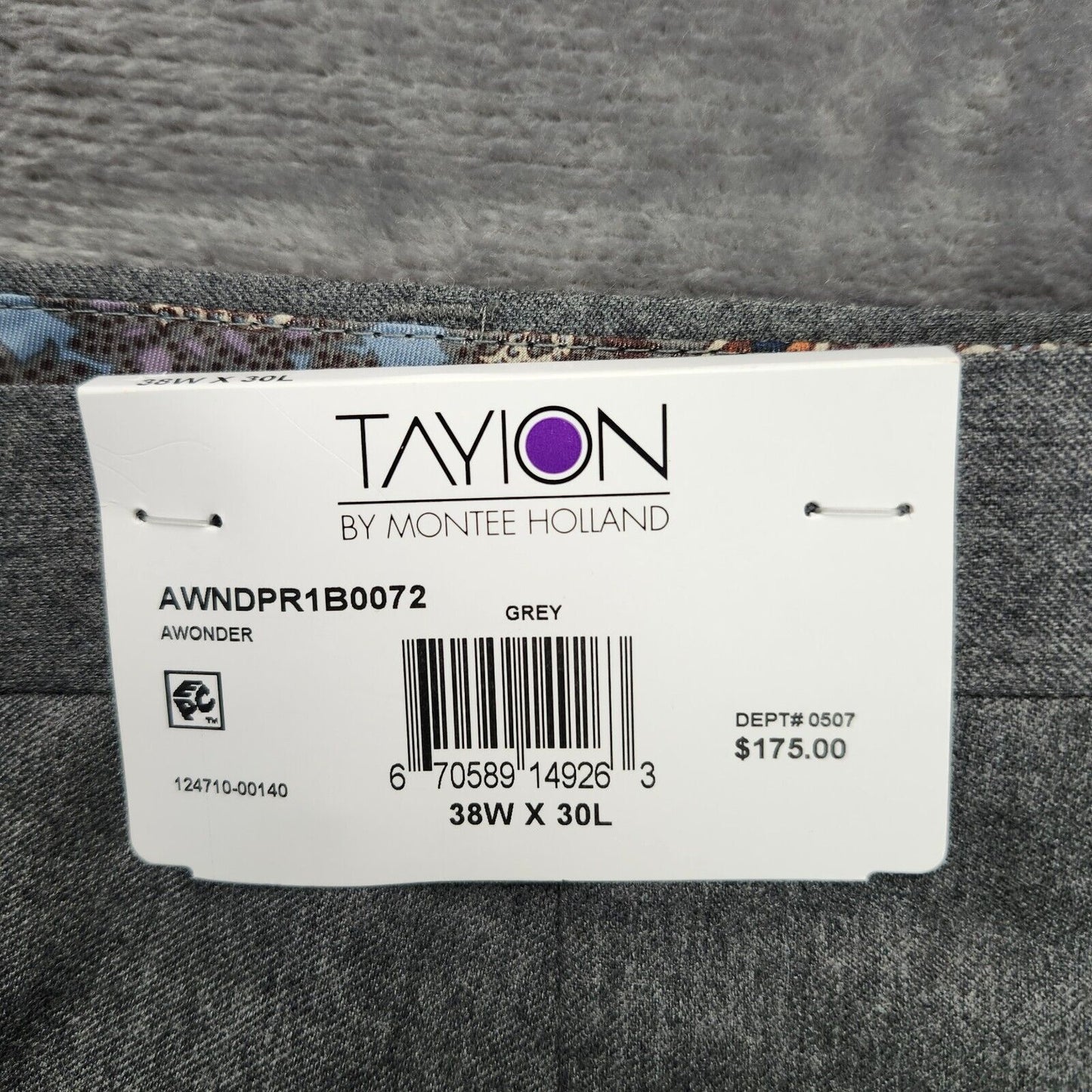 Tayion By Montee Holland Mens Classic-Fit Wool-Blend Dress Pants 38W x 30L Grey