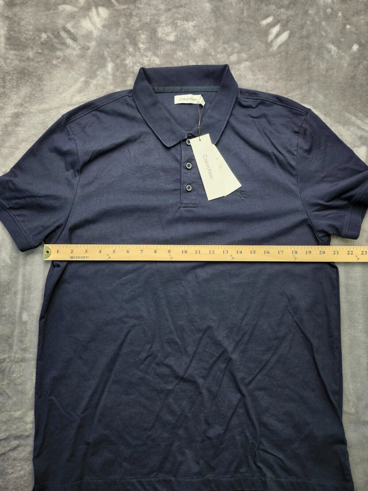 Calvin Klein Mens Monogram Logo Polo Shirt Blue Large