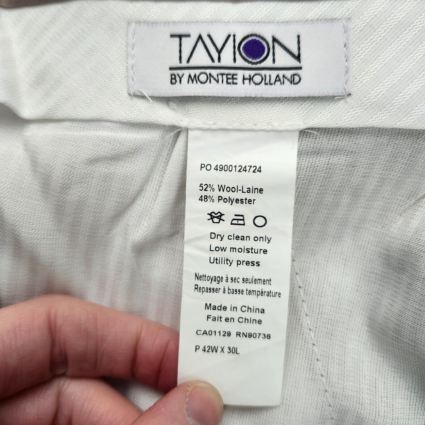 Tayion By Montee Holland Mens Classic-Fit Wool-Blend Dress Pants 42W x 30L