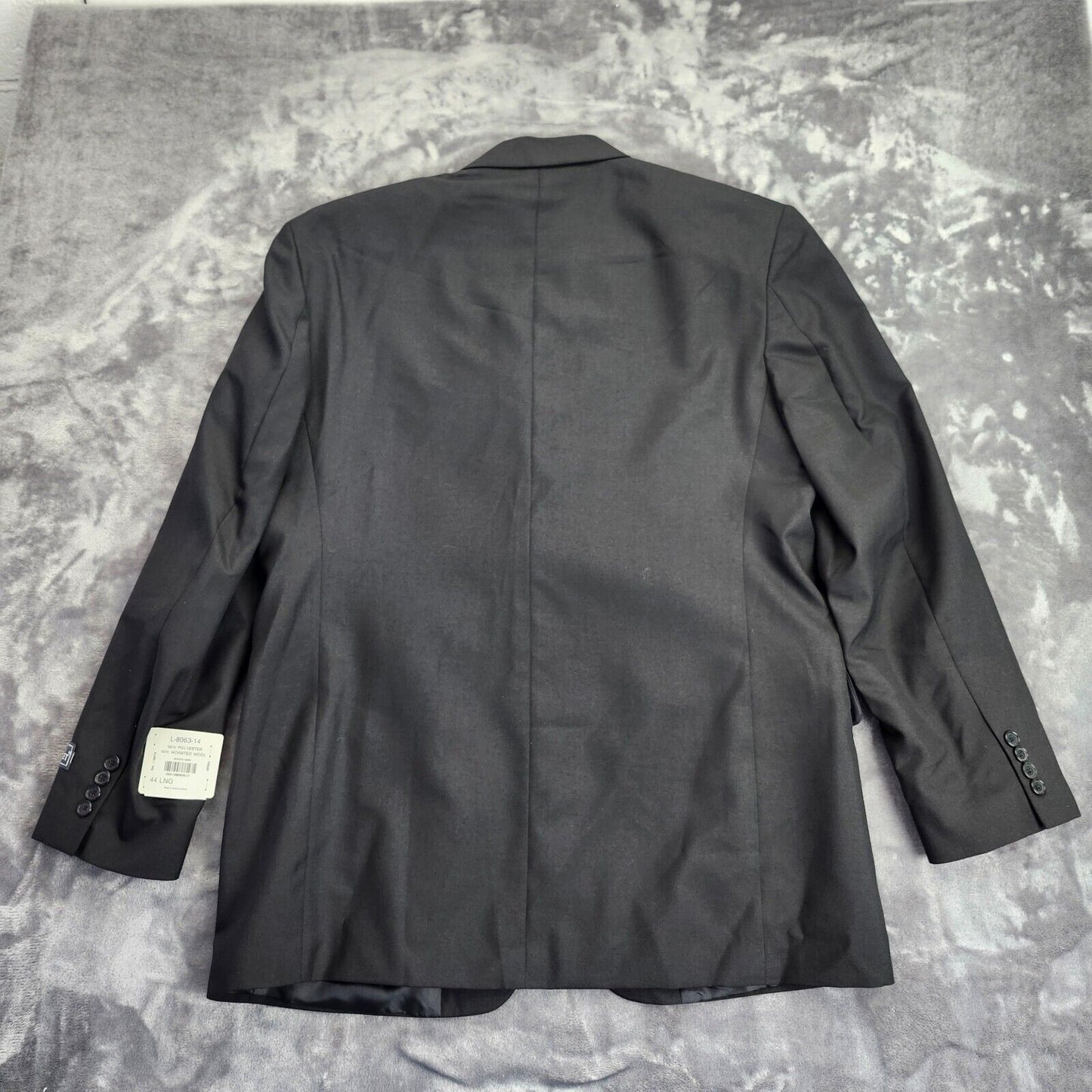 NWT Wall Street Mens Blazer Black 44 Long Polyester/Wool Blend