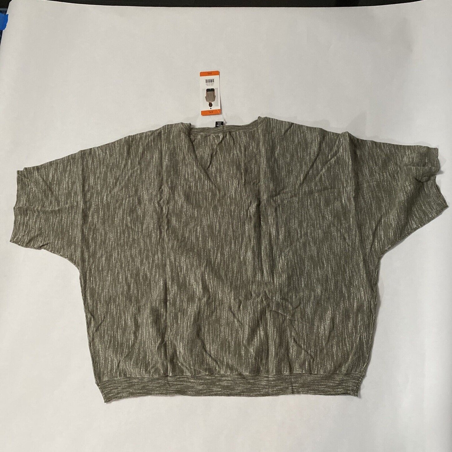 DKNY Jeans Shirt Top Women (Size XXL) Sag Sage Knit Pullover Short Sleeve