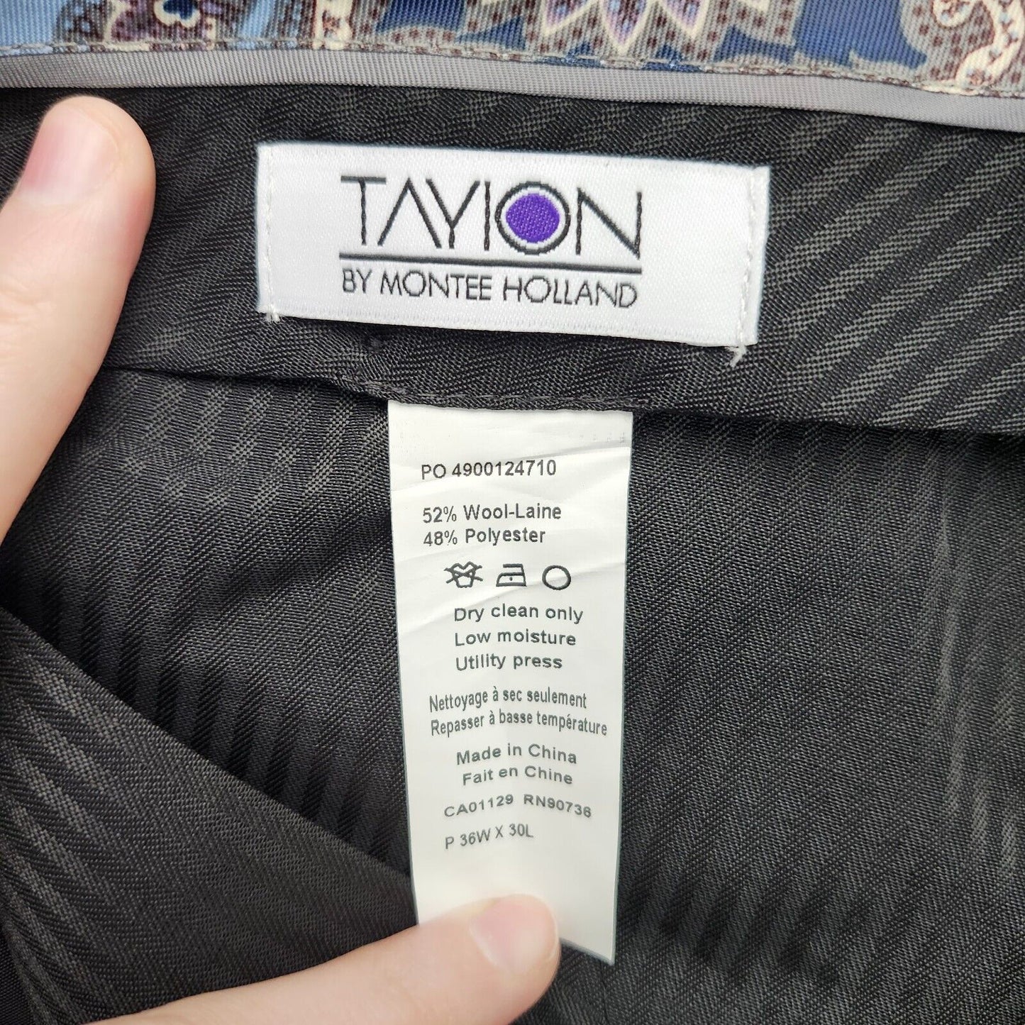 Tayion By Montee Holland Mens Classic-Fit Wool-Blend Dress Pants 36W x 30L Grey