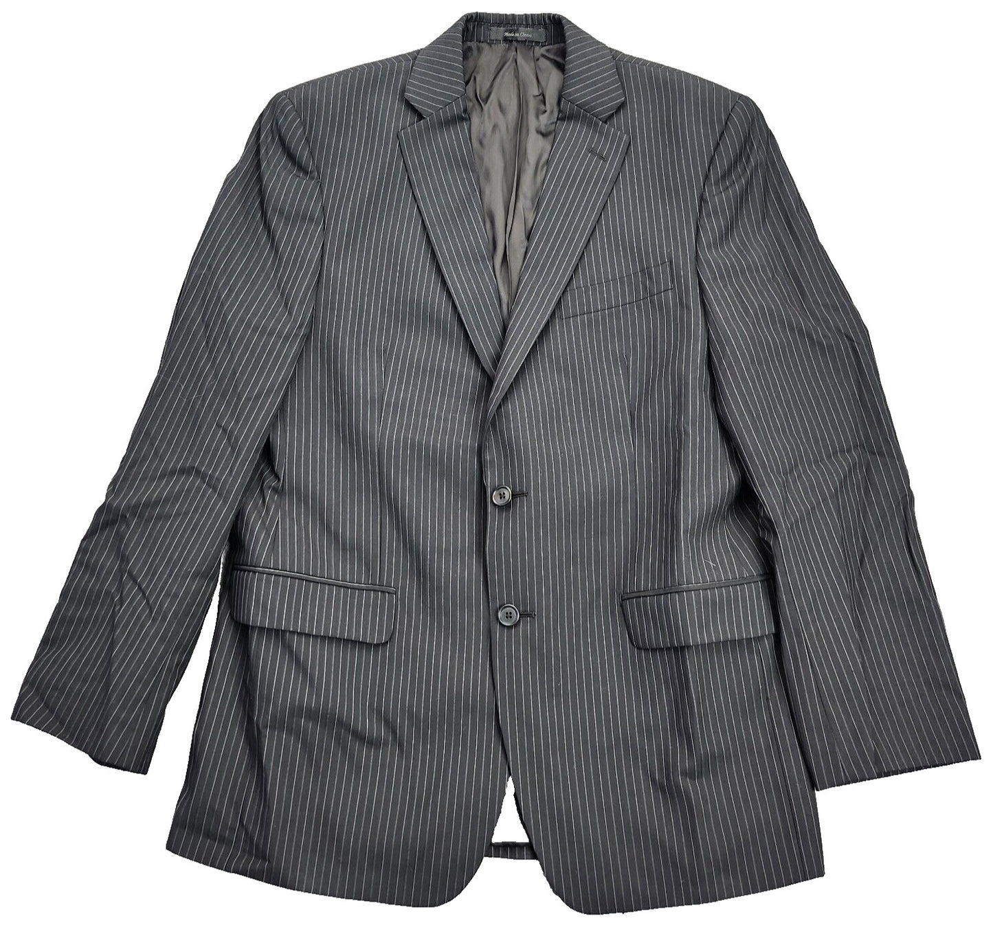 Calvin Klein Men's Suit Jacket Black Striped Blazer 40 Regular Notch Lapel