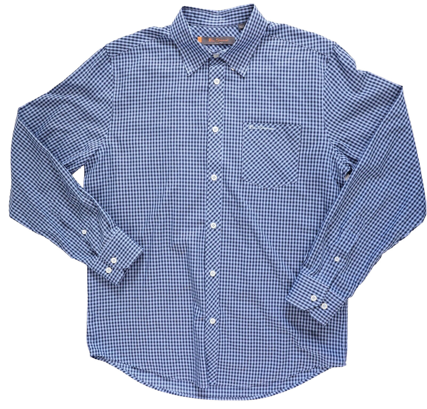 Ben Sherman Blue Checked Button Down Long Sleeve Mens Medium
