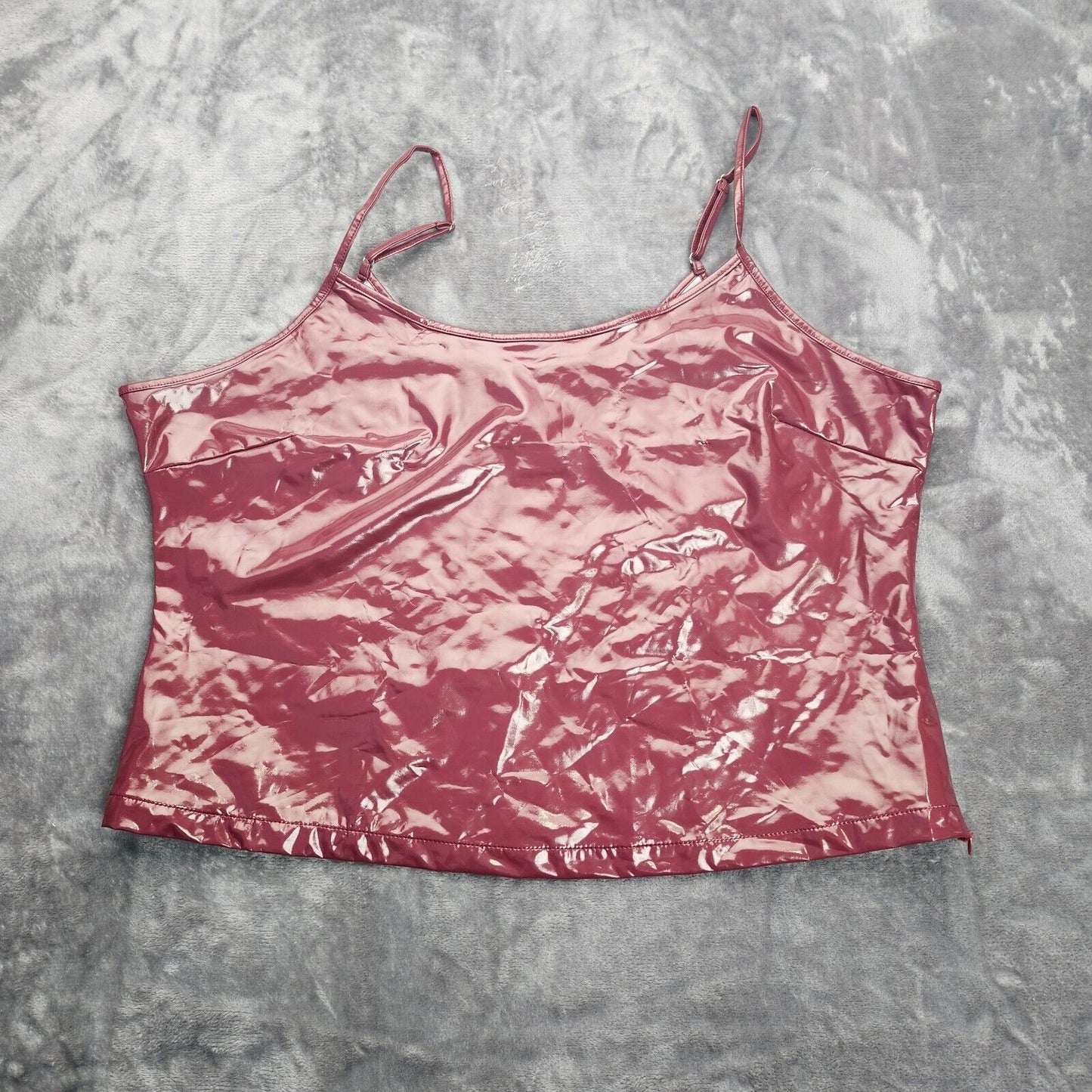 Finesse Women's PU Leather Cami Crop Tops Spaghetti Strap Size