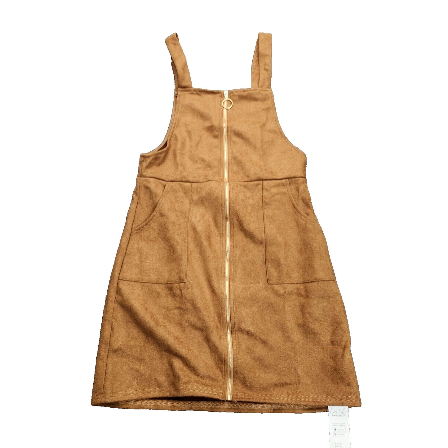 CUPSHE Faux Suede Square Neck Pull Ring Zipper Front Mini Dress Small