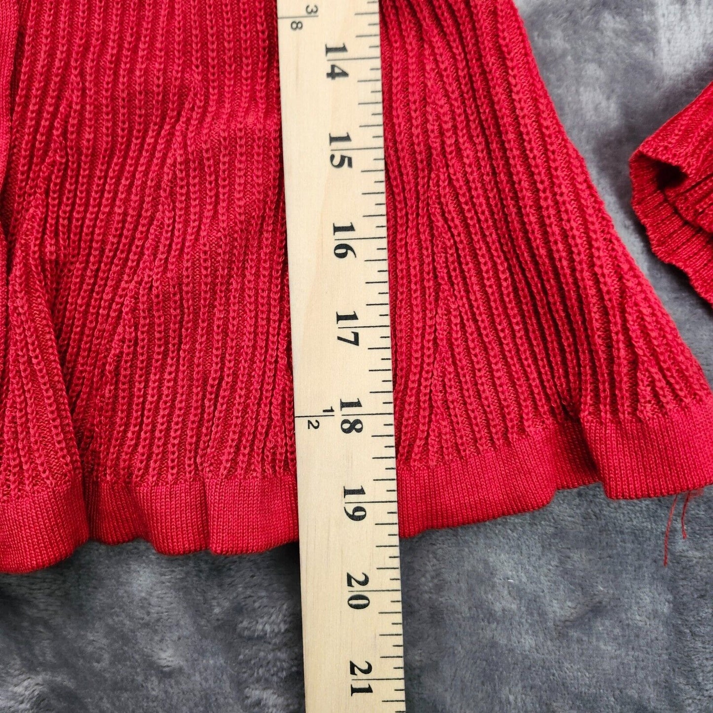 MICAS Womens Solid Knit Button Ruffled Long-Sleeve Top size Medium