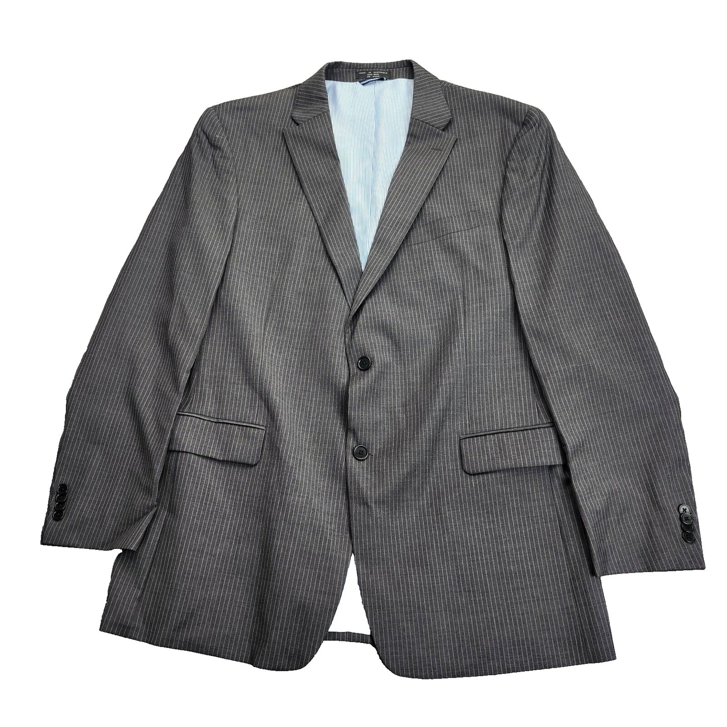 Tommy Hilfiger Men's Suit Jacket Two Button Single Breasted Gray Striped 46L