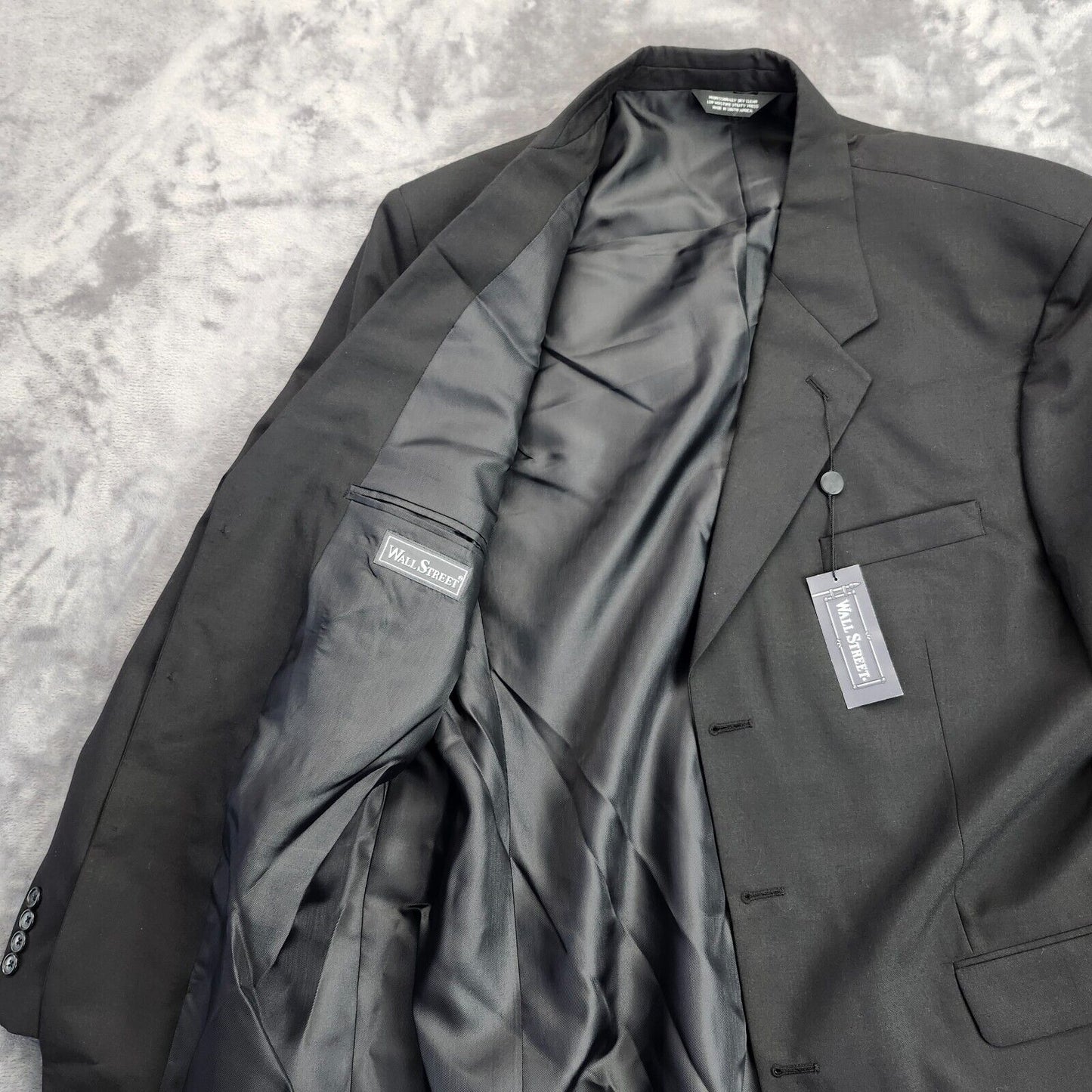 NWT Wall Street Mens Blazer Black 44 Long Polyester/Wool Blend