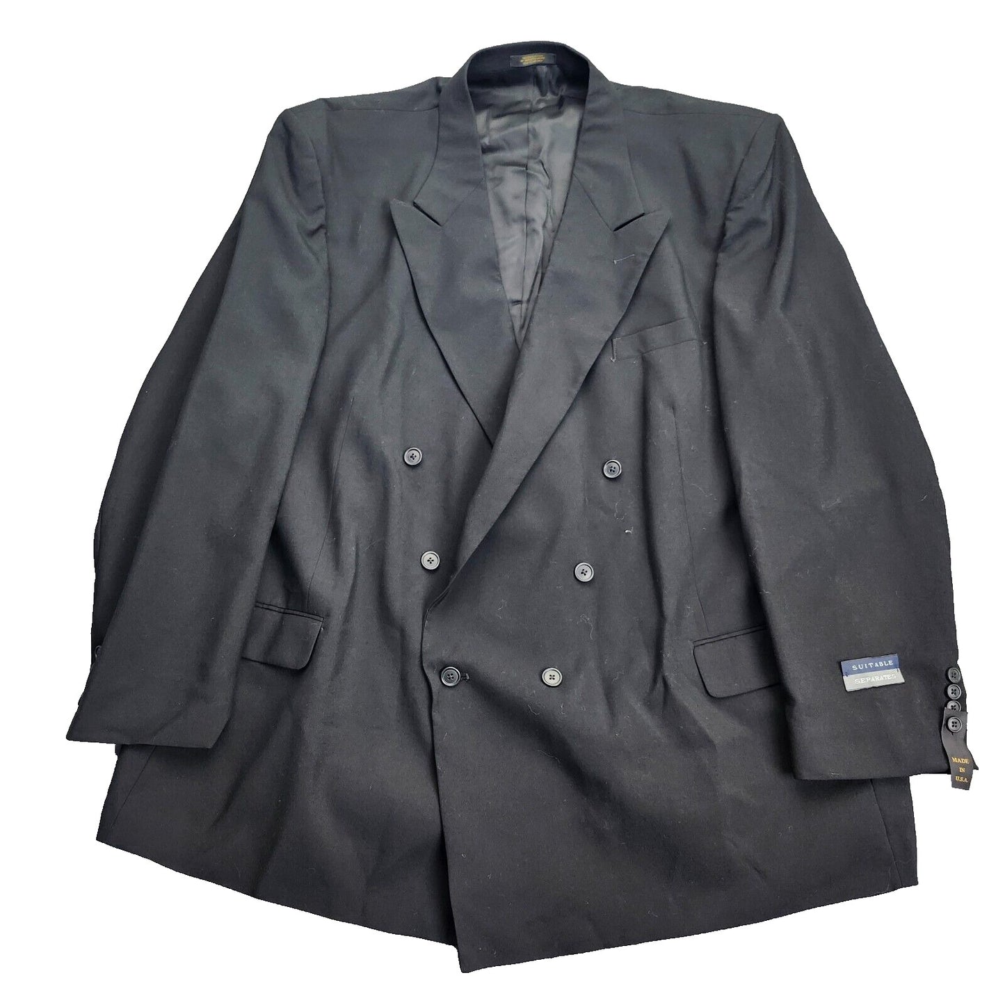 Hardwick Clothes Men's Suit Jacket Black Peak Lapel Double Breasted 54 Long