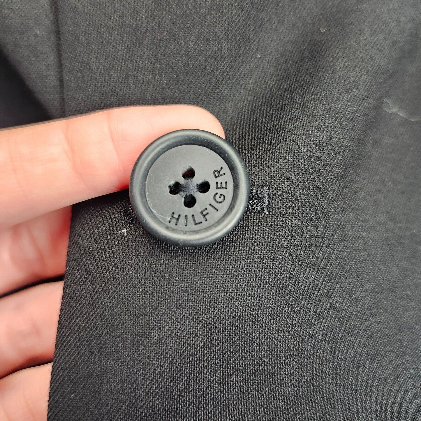 Tommy Hilfiger Suit Jacket Blazer Notch Lapel Black Size 38 Long 100% Wool