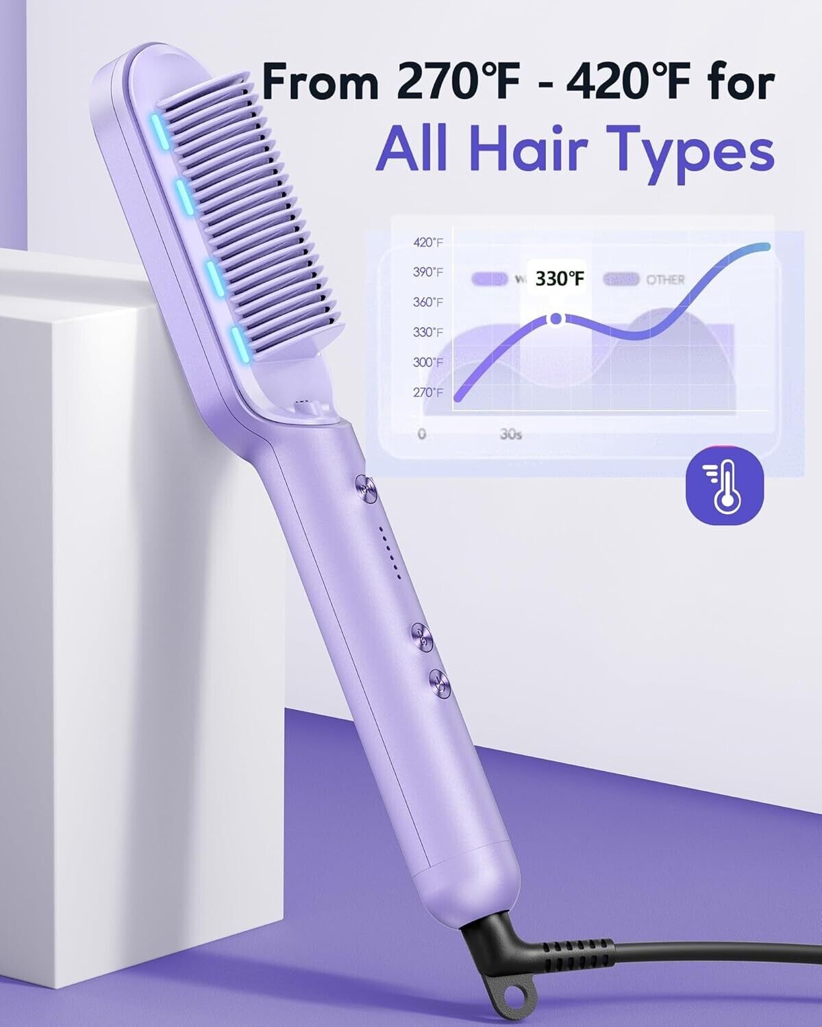 Wavytalk Professional Salon Hair Straightener Brush Model 375 Purple