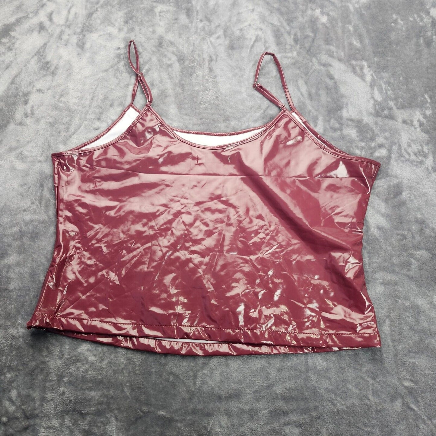 Finesse Women's PU Leather Cami Crop Tops Spaghetti Strap Size