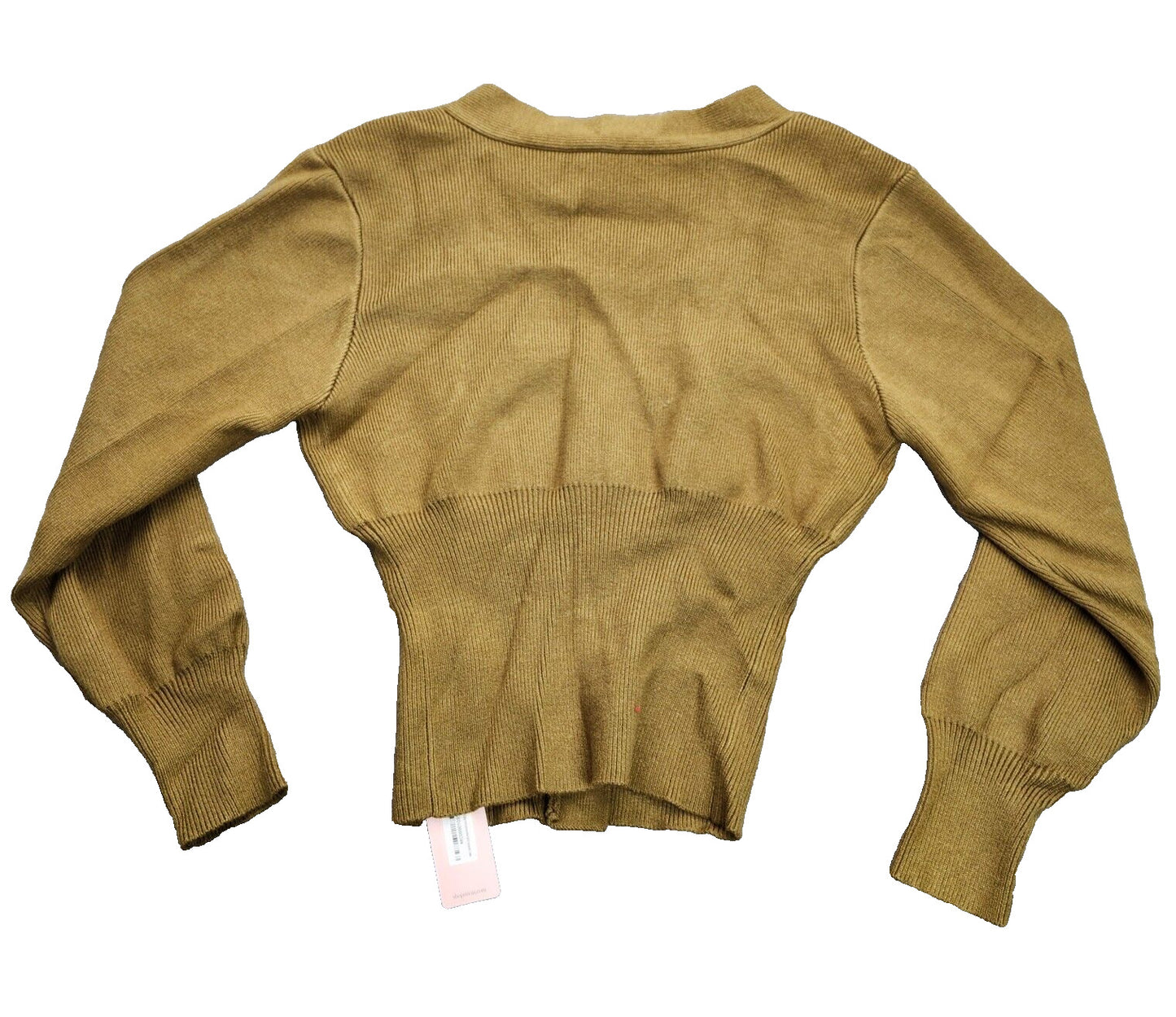 Micas Womens V-neck Brown Sweater Cardigan with gold Button Size Medium