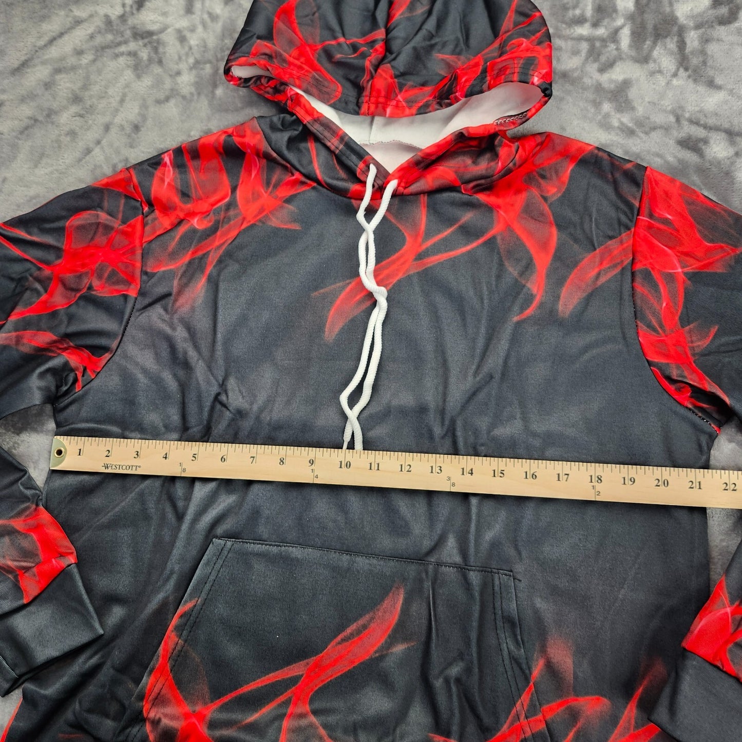 Men’s Flame 3D Printing Hoodie Sweatshirt, Unisex Pullover Hoodie Red Large