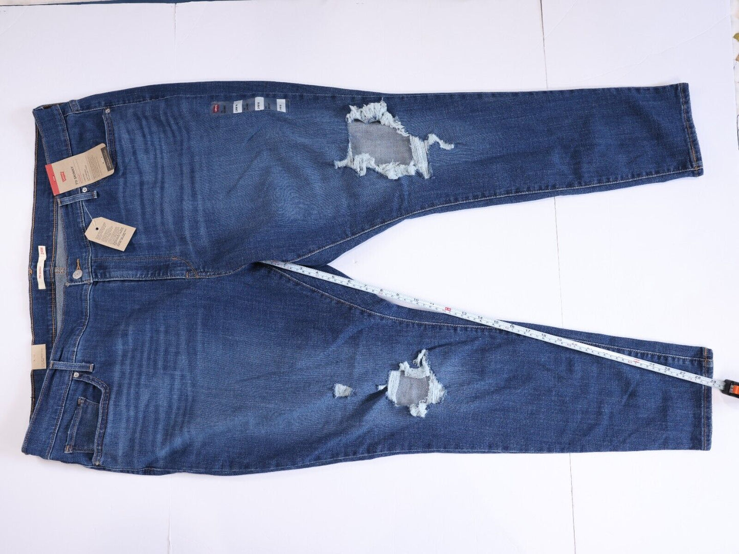 LEVIS 711 Womens PLUS Blue Distressed Skinny JEANS 24W NWT