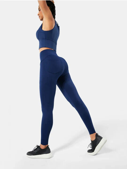 Fanka Body Sculpt Leggings (Reversible Wear w Pockets) Navy Small