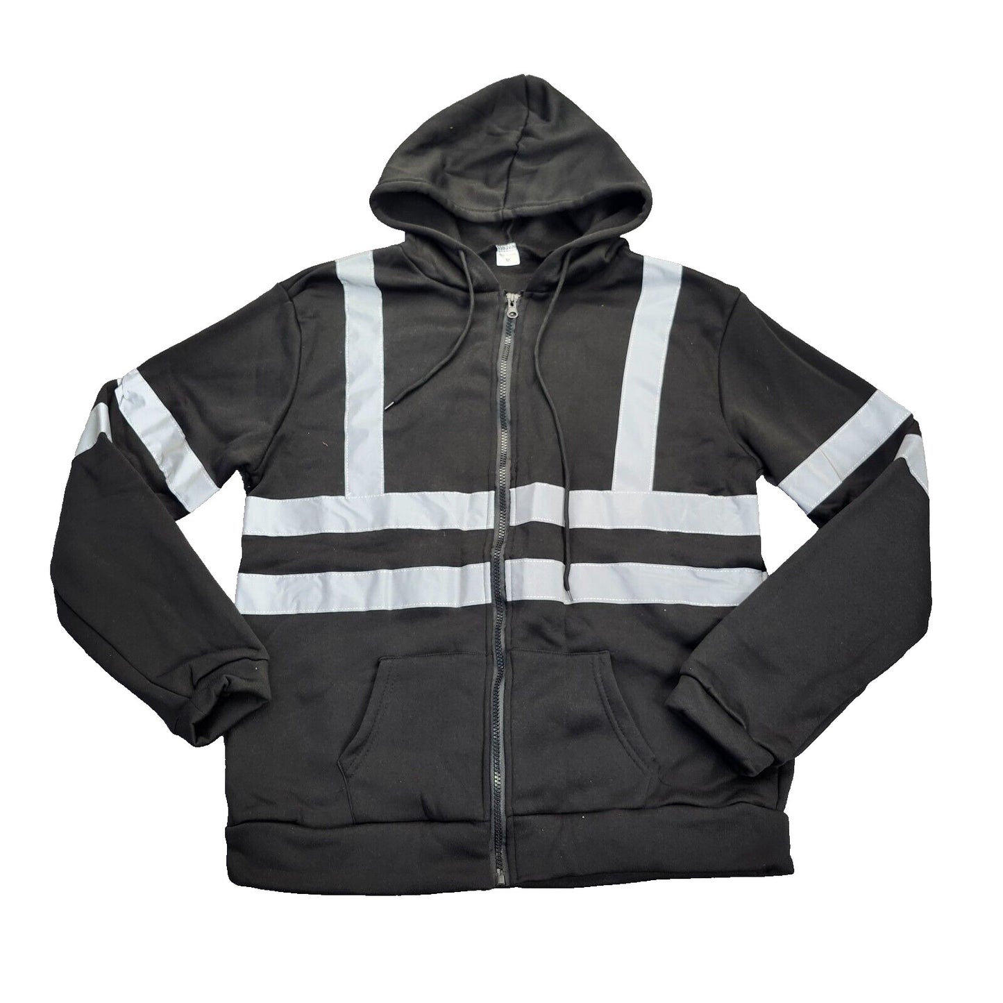 Mens Zipper Sweatshirt Reflective Safe Work Jacket Tops Fall Long Sleeve XL