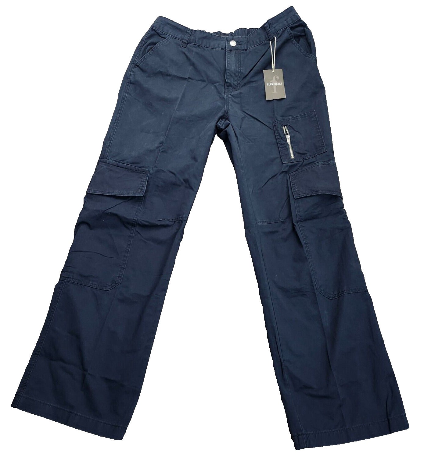 Flamingals Women's Dark Blue Bootcut Cargo Jeans Size XL
