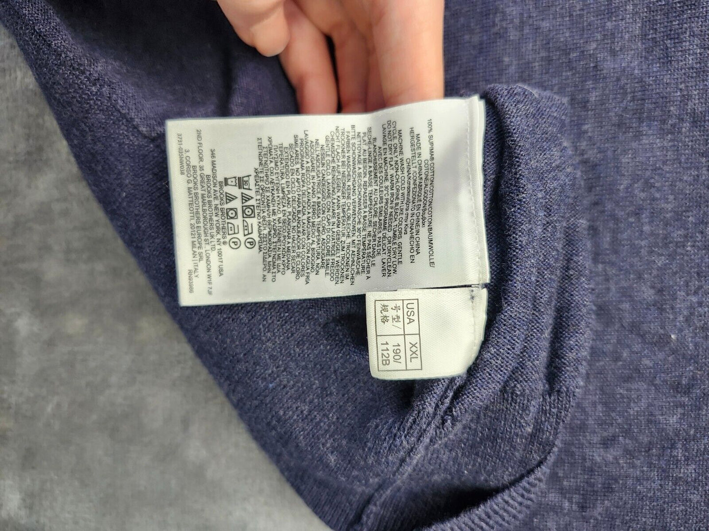 Brooks Brothers Men Sweater Crew Neck 100% Supima Cotton Blue Size XXL