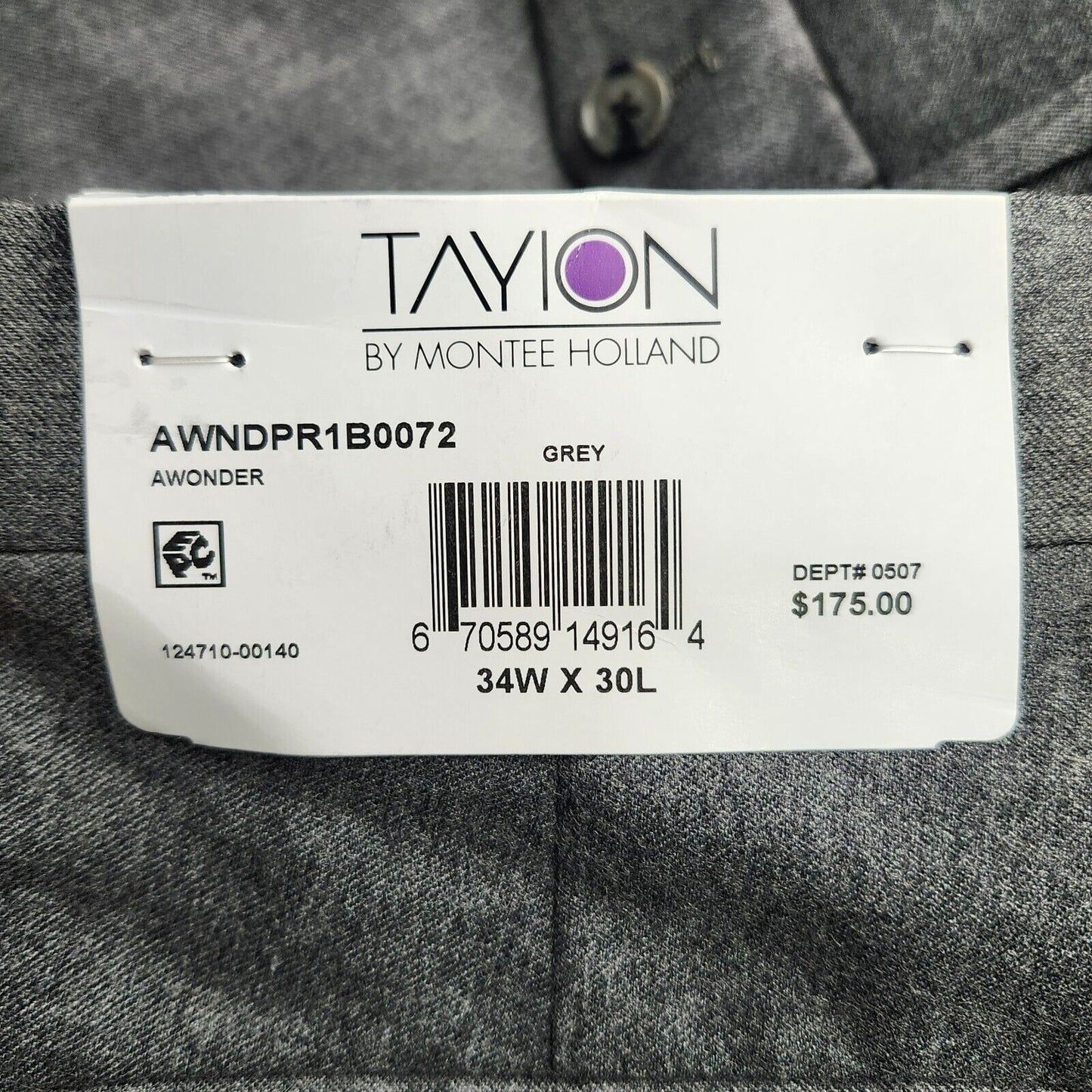 Tayion By Montee Holland Mens Classic-Fit Wool-Blend Dress Pants 34W x 30L