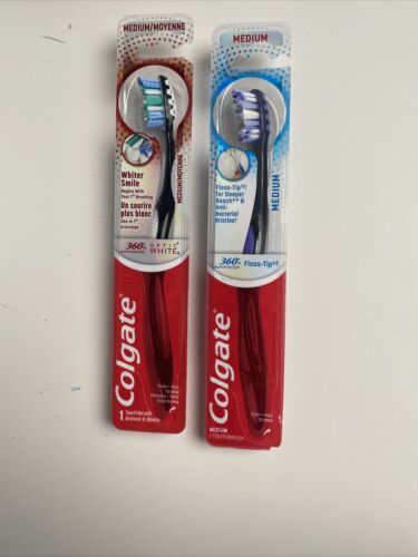 Colgate 360 Advanced Optic White Toothbrush, Medium - Pack of 2 -