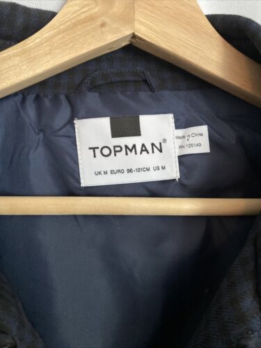 Topman Jacket Men Navy Blue Checked Medium