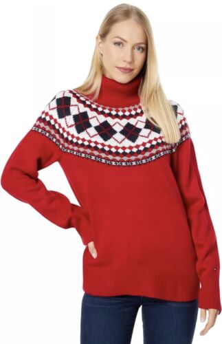 tommy Hilfiger Womens Holiday Theme Turtleneck Sweater J2XS0184 XS S L XL