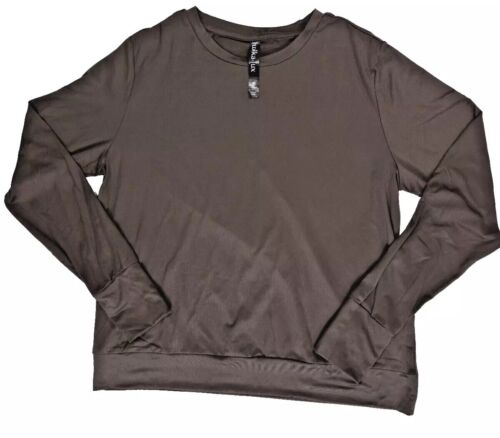 Lukka Lux Super Soft Long Sleeve Shirt Comfort Size M Green / Brown