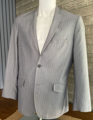 Inc International Concepts Mens Blazer Size MEDIUM Gray With Blue Lining