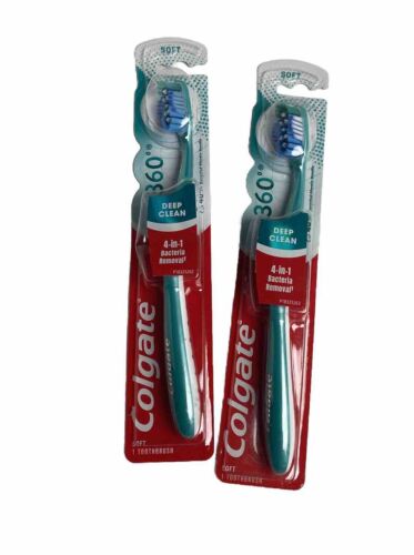 Colgate 360 Deep Clean Toothbrush with 4-in-1 Bacteria Removal, Soft (pack of 2)