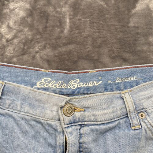 Eddie Bauer Shorts Womens 14 Light Wash Cuffed Boyfriend Stretch Blue Denim