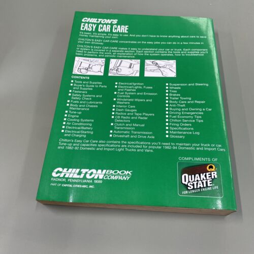 Chilton's Easy Car Care: Domestic/Import Cars 1982-94, Trucks 82-92 - paperback